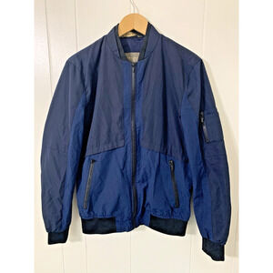 Zara Navy Two-Tone Bomber Jacket
